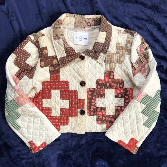 THE LUDLOW SHOP brand new rare 1800s friendship quilt crop coat small medium S/M - Picture 6 of 15